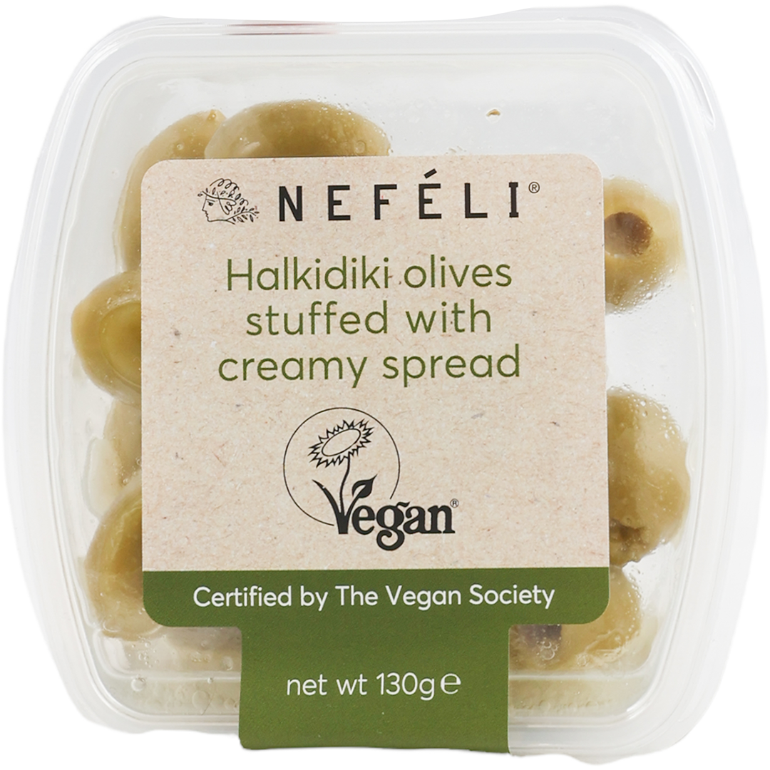 Nefeli Halkidiki Olives Stuffed with Creamy Spread- Vegan