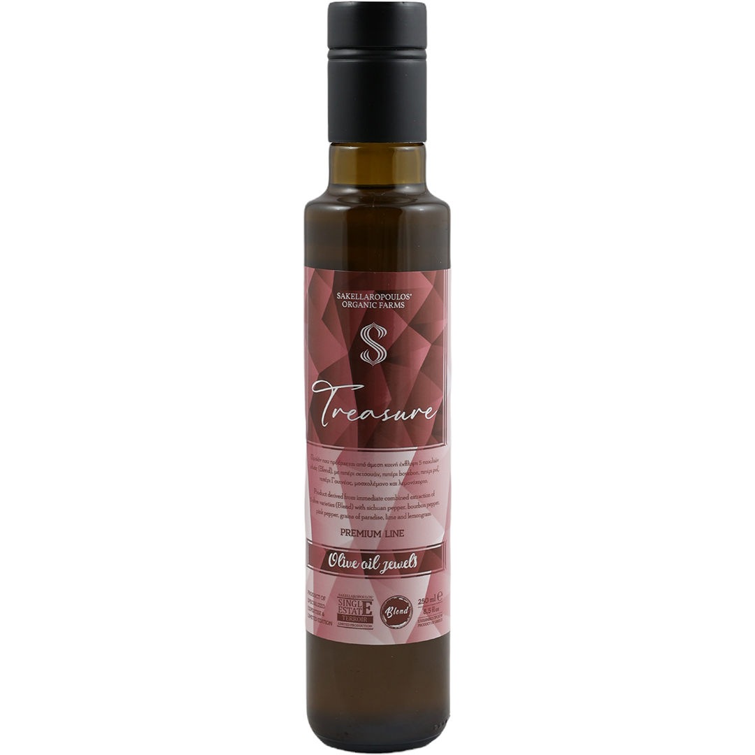 Treasure Blend EVOO-  Flavored EVOO with 4 Peppers Lime and Lemongrass