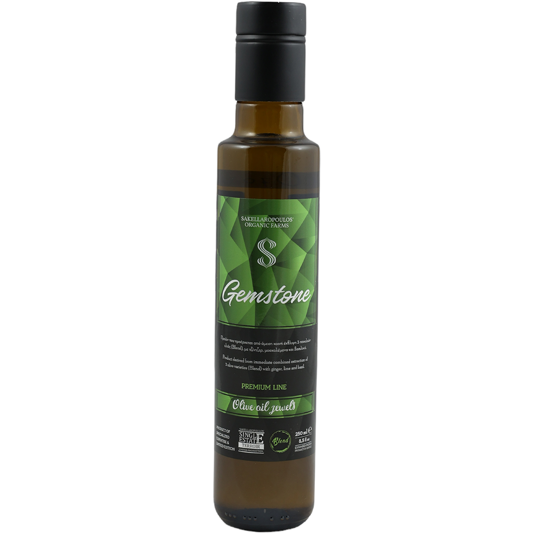 Gemstone Blend EVOO-  Flavored EVOO with Ginger Lime and Basil