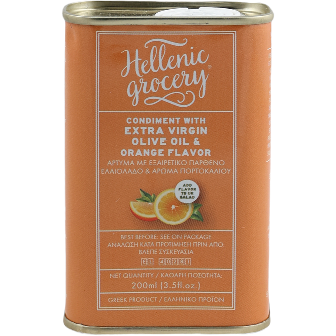 Hellenic Grocery Condiment with Extra Virgin Olive oil and Orange Flavor