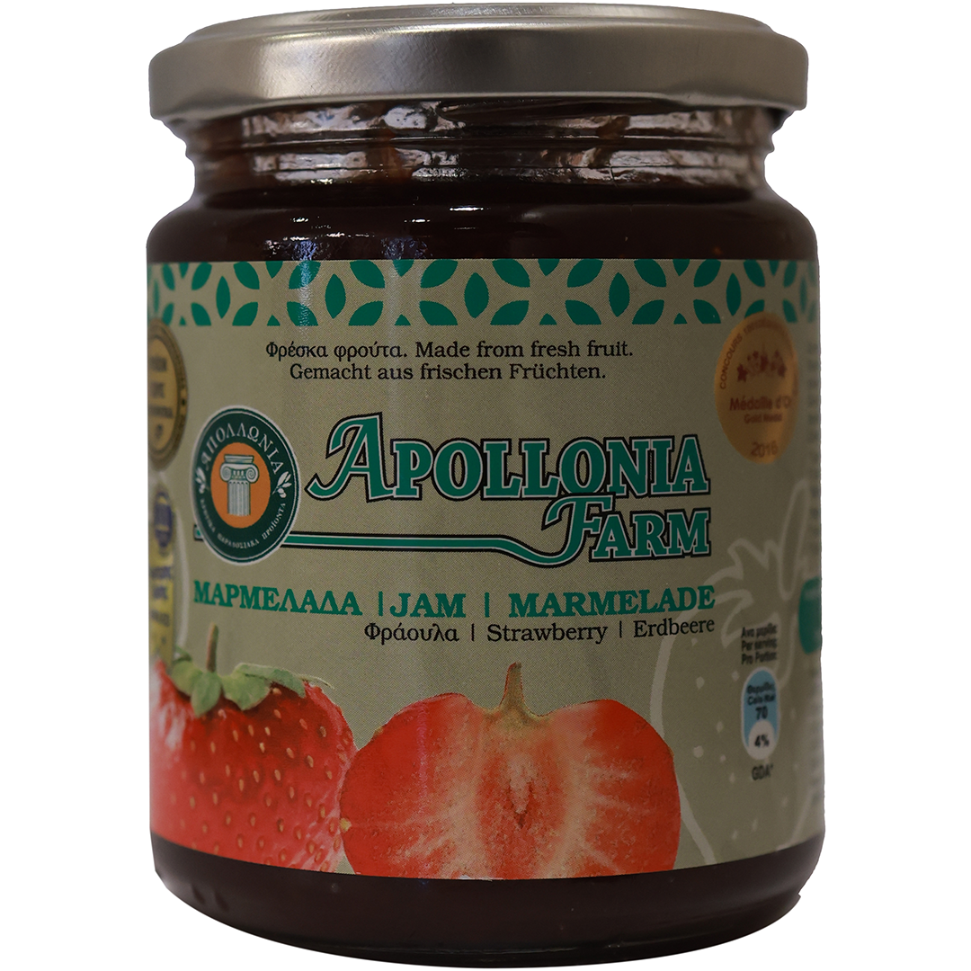 Apollonia Farm Strawberry Jam consists of 80-85% fresh fruits from Crete
